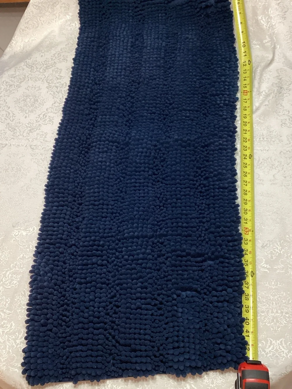 Navy Chenille Bath Rug Set - Plush Shag Texture